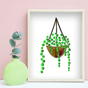 Printable watercolor plant wall art, digital plant print, succulent wall art, digital plant wall art set, string of pearls, dorm decor