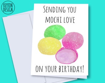 Cartão de aniversário Mochi para impressão, cartão mochi, padrão mochi, amante mochi, mochi engraçado, sorvete mochi, mochi fofo, mochi romântico
