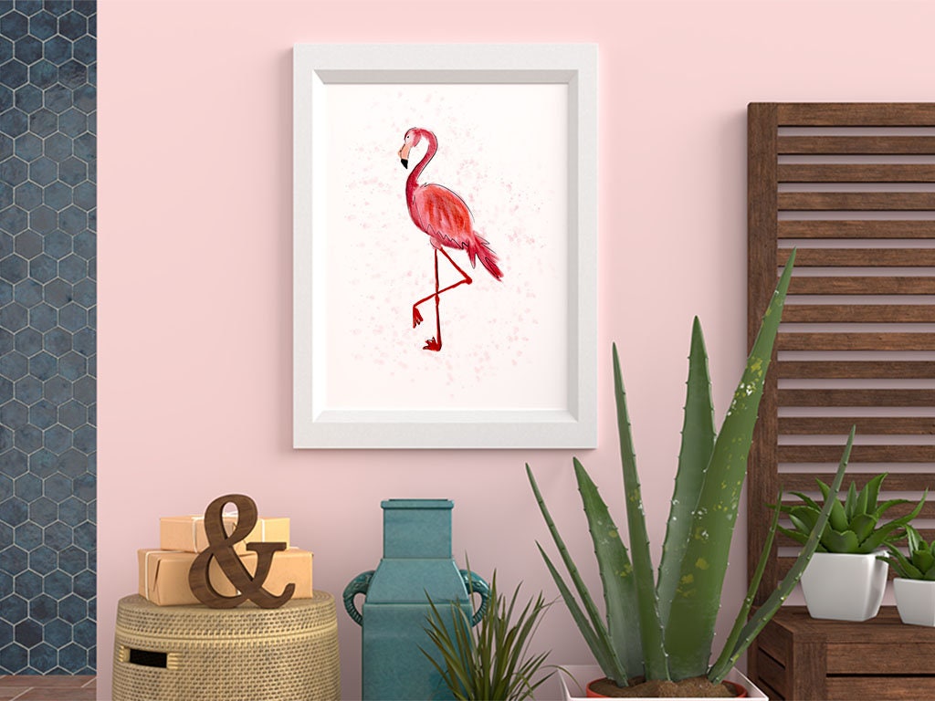 Printable Flamingo Wall Art, Printable Flamingo Wall Art, Digital ...