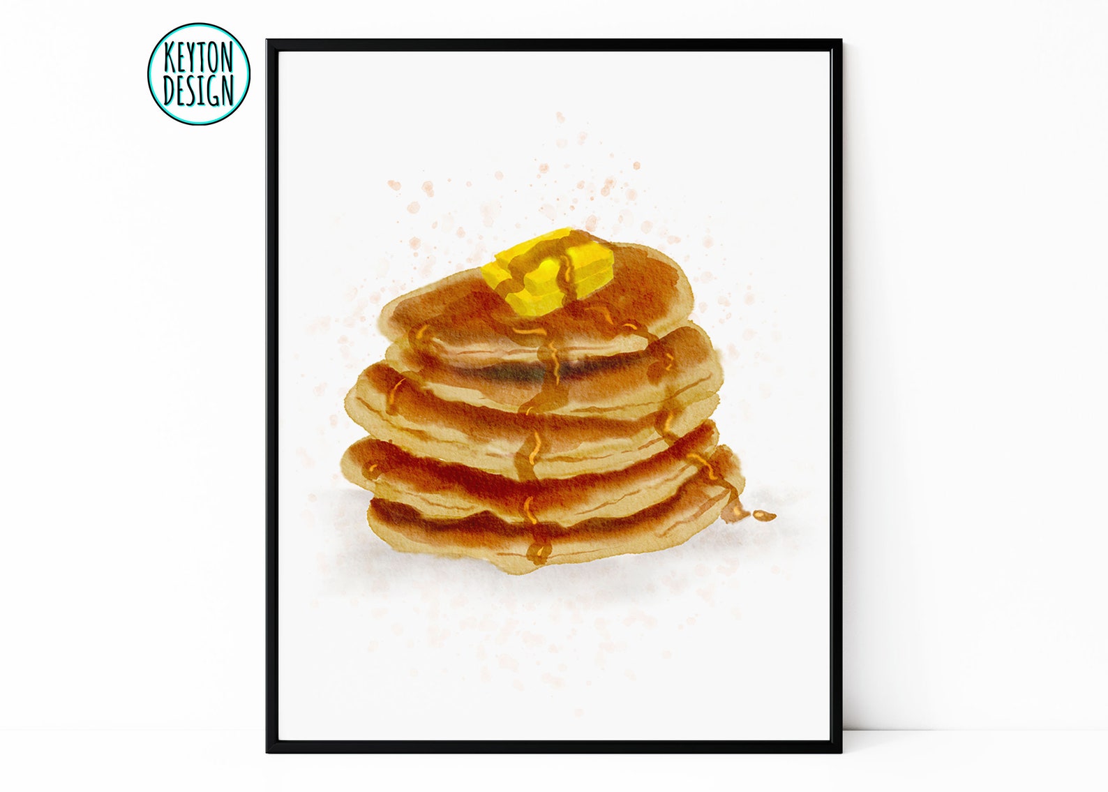 Printable Pancake Wall Art, Pancake Stack Art, Watercolor Pancakes
