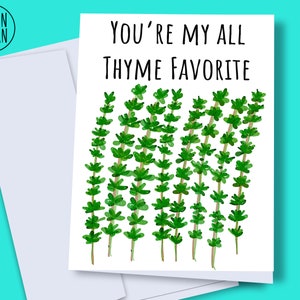 Carte de jeu de mots plante imprimable | téléchargement instantané de la carte | carte drôle de plante numérique | jeu de mots plante de thym | carte pour maman | carte pour papa