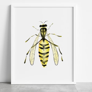 Wasp art printable, wasp decor, wasp print, wasp wall art, insect artwork, wasp digital download, wasp watercolor, insect digital download