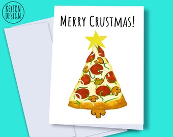Printable Christmas card, digital Christmas card, food pun christmas card, Funny Christmas card, Pizza christmas card, funny pizza