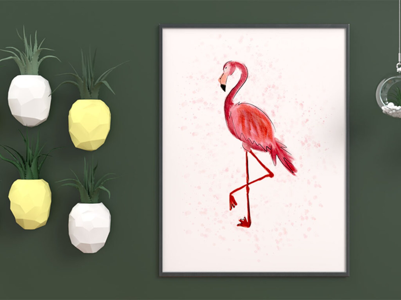 Printable Flamingo Wall Art, Printable Flamingo Wall Art, Digital ...