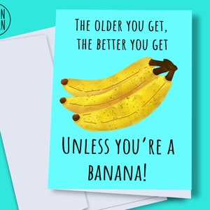 Printable birthday card banana, digital birthday card, birthday card instant download, food pun card, digital banana card, happy birthday