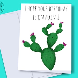 Birthday card digital, cactus birthday card, printable plant card, digital food pun card, cactus birthday card, instant download cactus