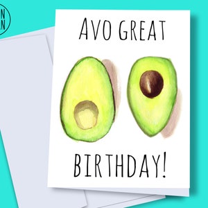 SOFORTIGER DOWNLOAD - Avocado Geburtstagskarte, Avocado Karte, Avocado Liebhaber, Avocado Druck, süße Avocado, druckbare Geburtstagskarte, keytondesign