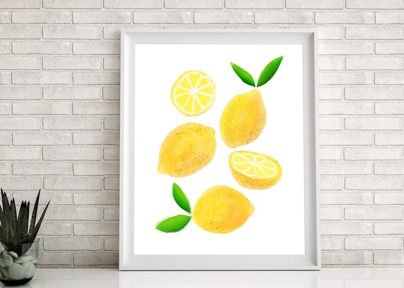 Printable Lemon Wall Art, Printable Lemon Art, Digital Lemon Artwork
