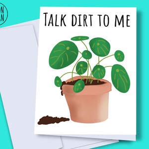 Tarjeta romántica imprimible, tarjeta de aniversario digital, tarjeta de juego de palabras de planta digital, háblame tierra, tarjeta de planta digital, tarjeta de planta divertida