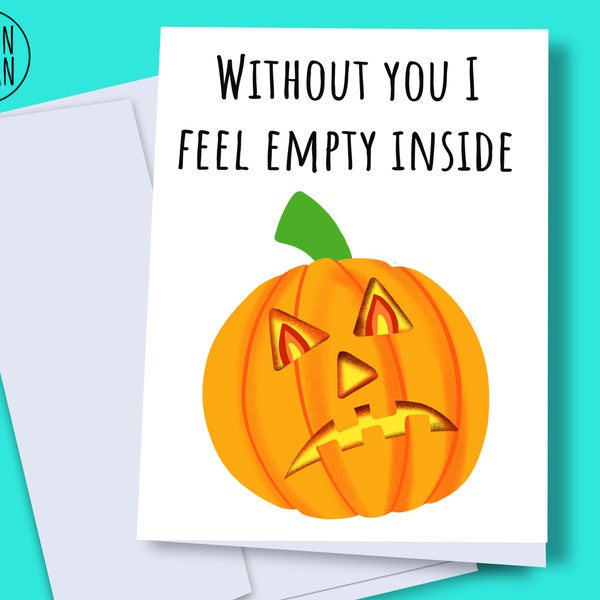 Printable halloween card, digital halloween card, empty inside, romantic halloween,funny halloween card, printable jack-o-lantern card