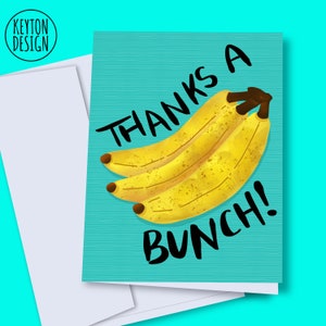 Carte de remerciement imprimable, carte de remerciement numérique, carte banane, jeu de mots banane, banane merci, carte de remerciement nourriture jeu de mots, téléchargement immédiat