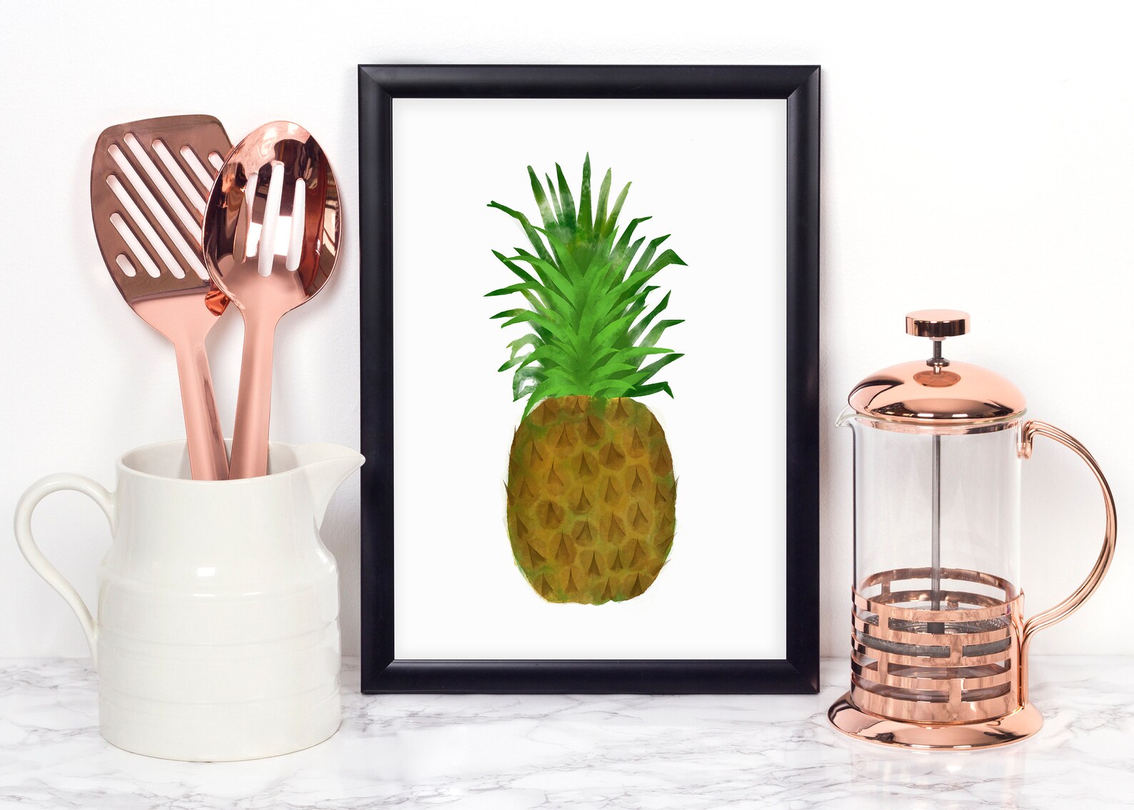 Printable Pineapple Wall Art, Wall Art Set of Two, Pineapple Decor ...