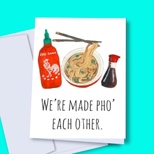 Pho elkaar kaart gemaakt, pho romantische kaart, grappige hete saus kaart, sojasaus kaart, printbare kaart, kaart voor vriendje, digitale kaart