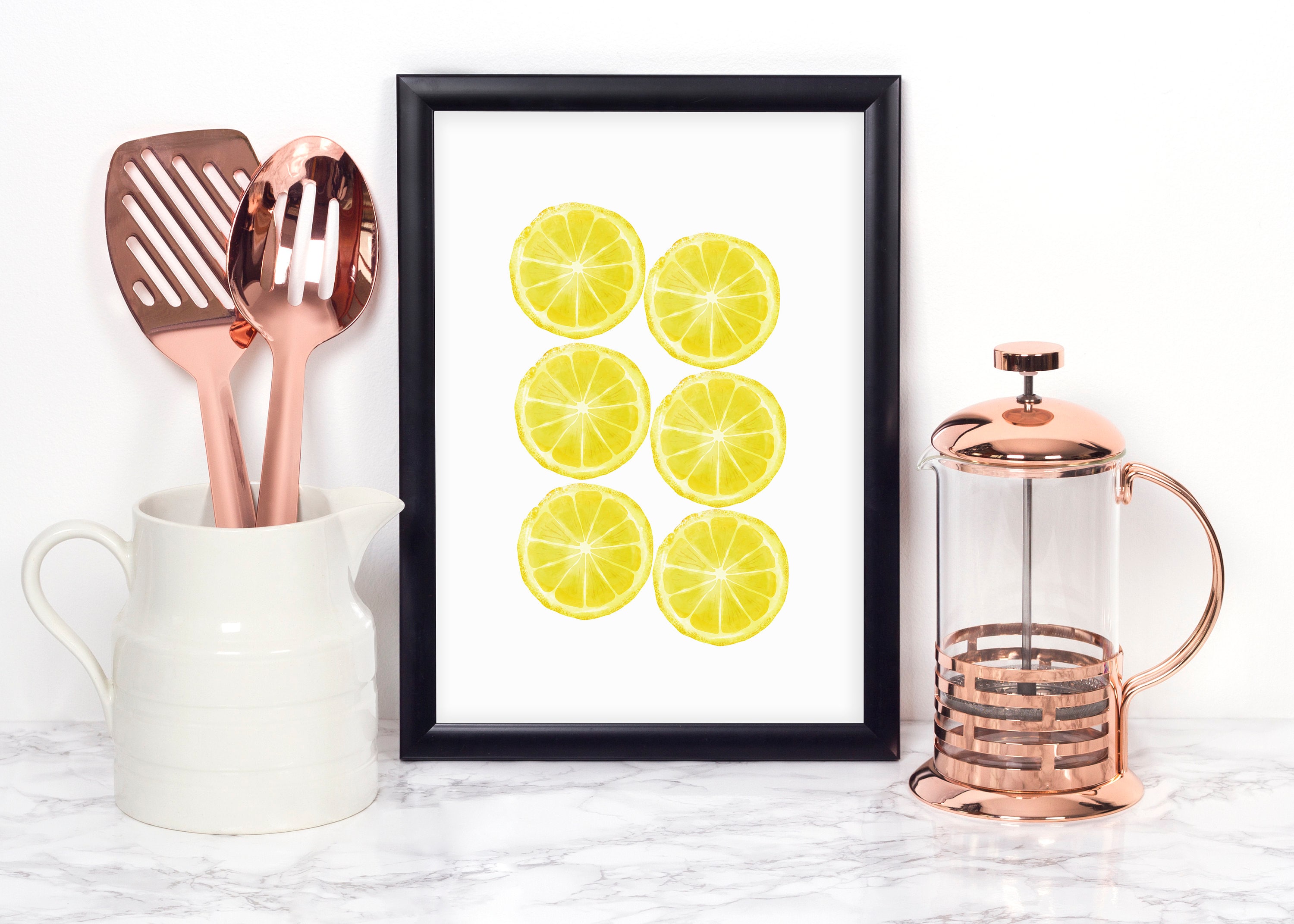 PRINTABLE Lemon Wall Art, Minimalist Lemon Artwork, Watercolor Style Lemon Painting, Lemon Decor