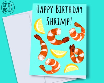 Printable shrimp birthday card | Happy birthday shrimp | Digital birthday card shrimp | Funny shrimp card | Birthday card instant download