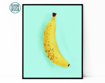 Printable banana wall art, printable banana art, digital banana artwork, digital kitchen wall art, fruit wall art, banana decor,gift for mom