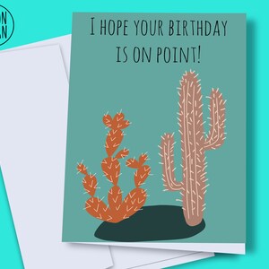 Birthday card digital, cactus birthday card, printable plant card, digital food pun card, cactus birthday card, instant download cactus