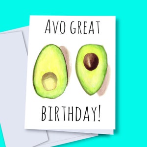 Druckbare Avocado-Karte, Avocado-Geburtstagskarte, Avocado-Geburtstagskarte, Avocado-Liebhabergeschenk, Essenswortspiel-Geburtstagskarte