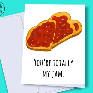 INSTANT DOWNLOAD - You're totally my jam,romantic card, funny food romantic card, food pun romantic card, card for boyfriend, breakfast food