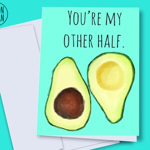 INSTANT DOWNLOAD - Avocado card, Romantic card, avocado halves, cute avocado, download avocado card, card for husband, funny avocado