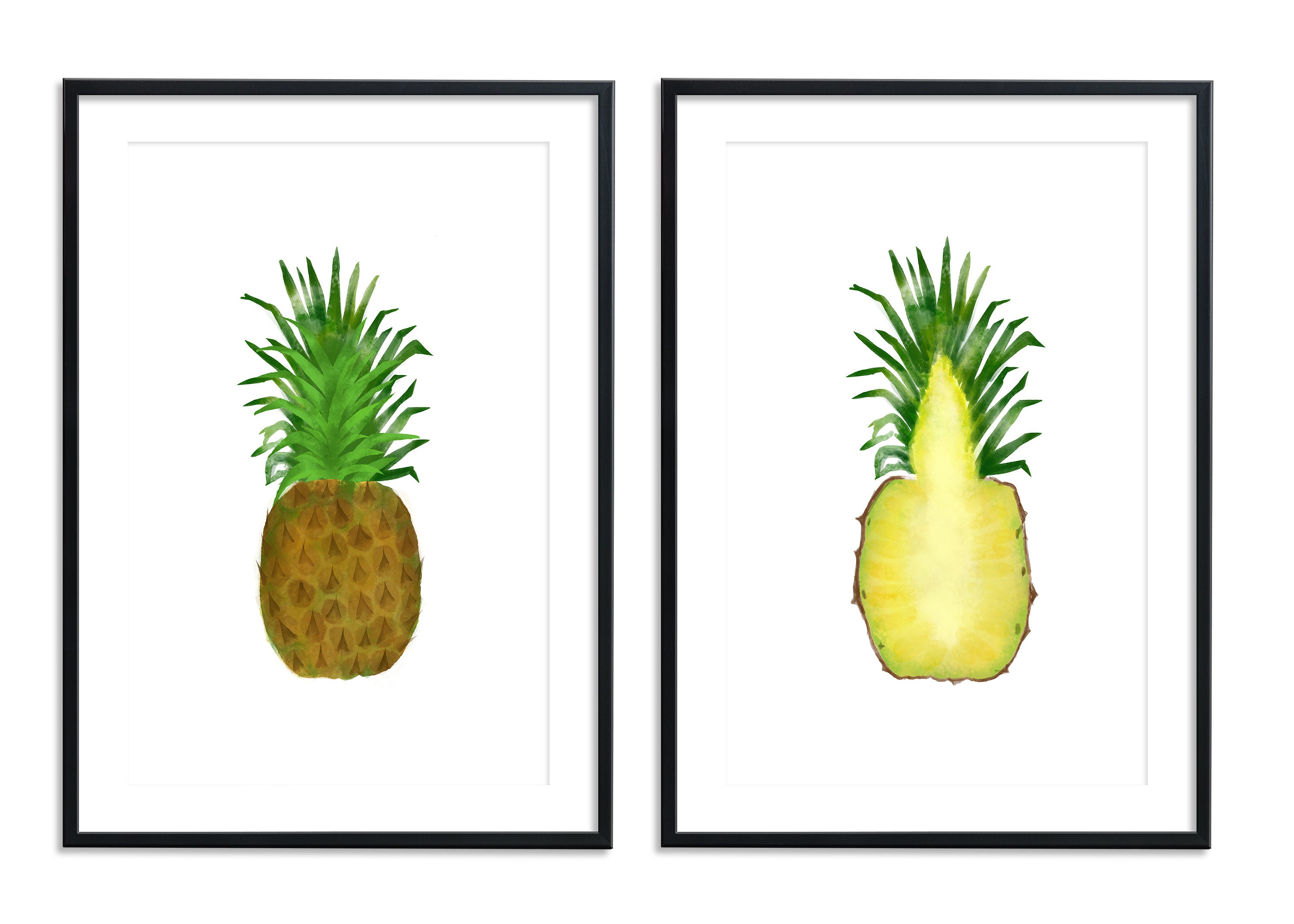 Printable Pineapple Wall Art, Wall Art Set of Two, Pineapple Decor, Kitchen Wall Art, Fruit Wall ...