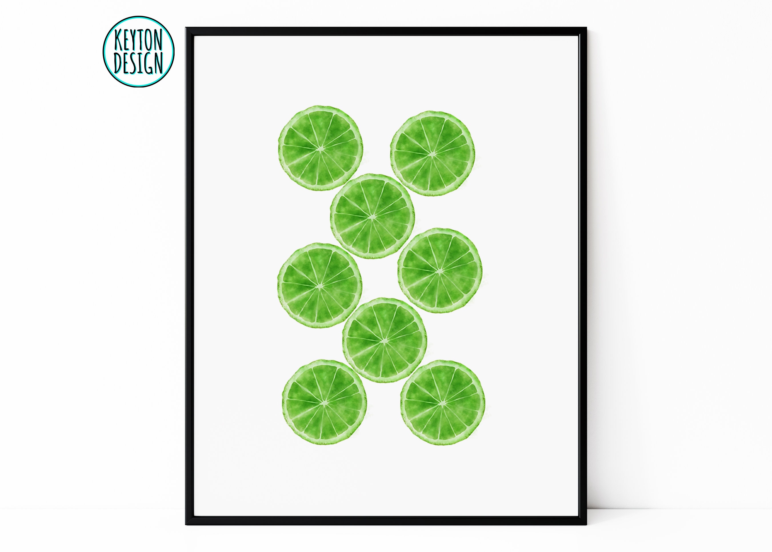 PRINTABLE Lime Wall Art, Minimalist Lime Artwork, Watercolor Style Lime