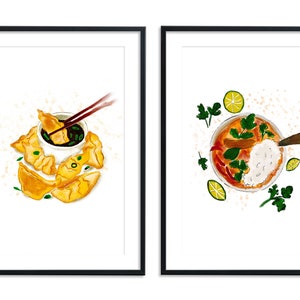 Printable red curry art, digital thai wall art, Thai decor, curry artwork, Thai wall decor, digital Asian food print, thai art set of two