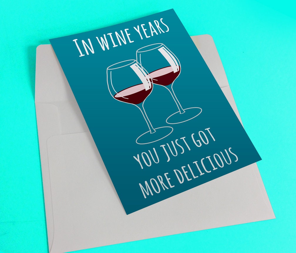 Digital Wine Birthday Card, Printable Wine Card, Funny Wine Birthday ...