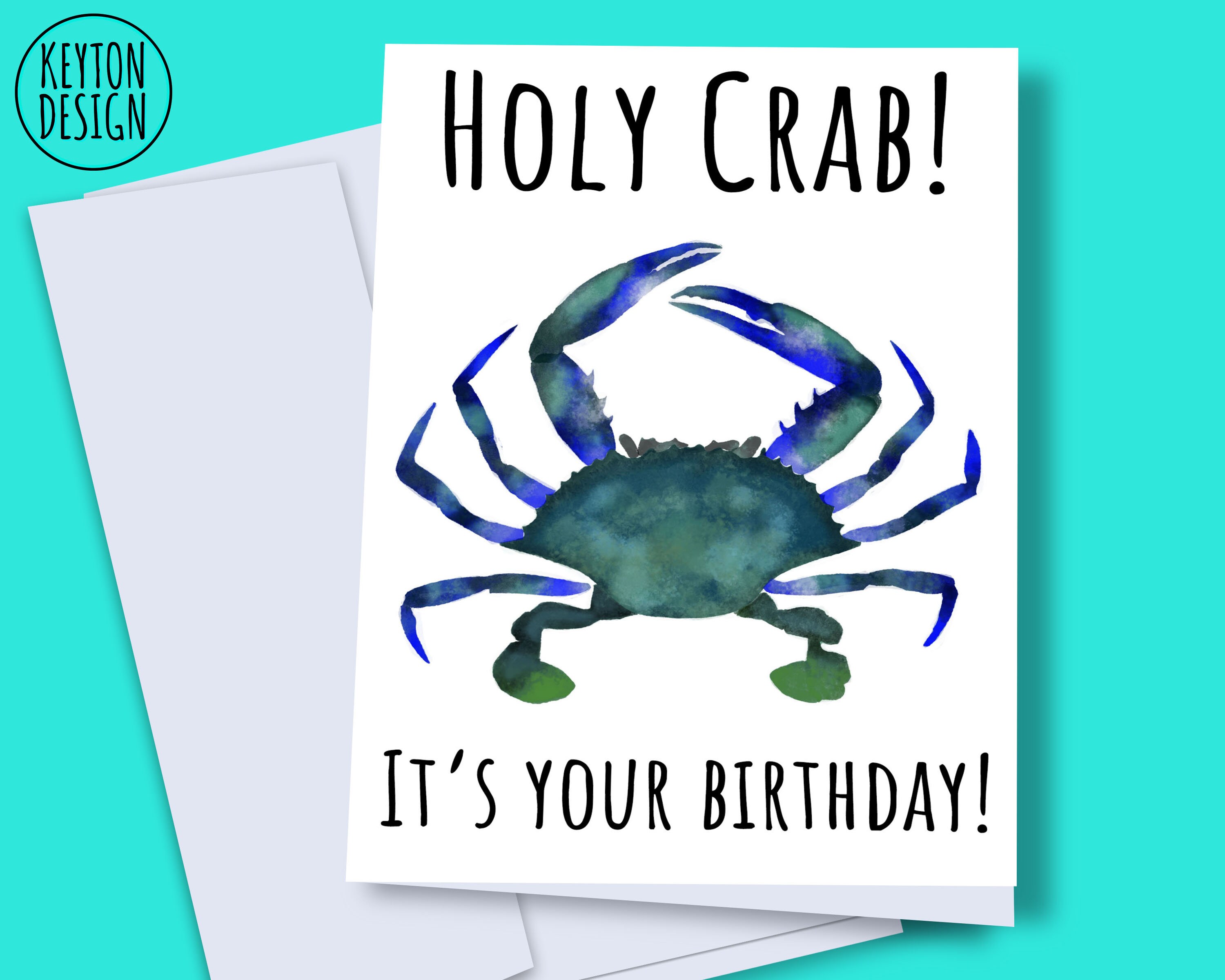 Printable Crab Birthday Card, Digital Birthday Card, Birthday Card