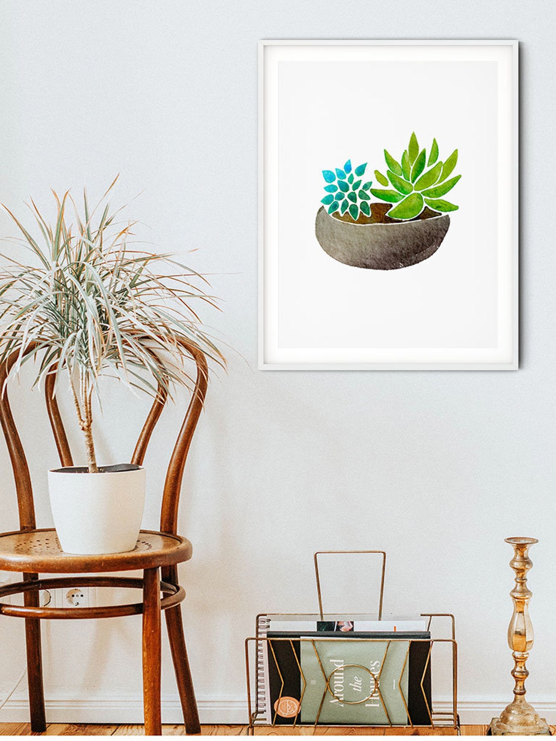 Printable Watercolor Succulent Wall Art, Digital Plant Print, Succulent Wall Art, Digital Plant ...