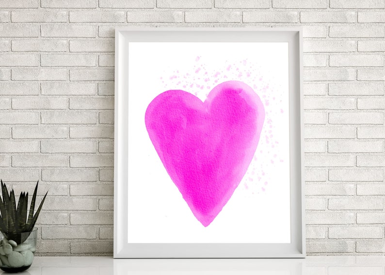 Printable Pastel Hearts Wall Art, Watercolor Style Wall Art, Pastel