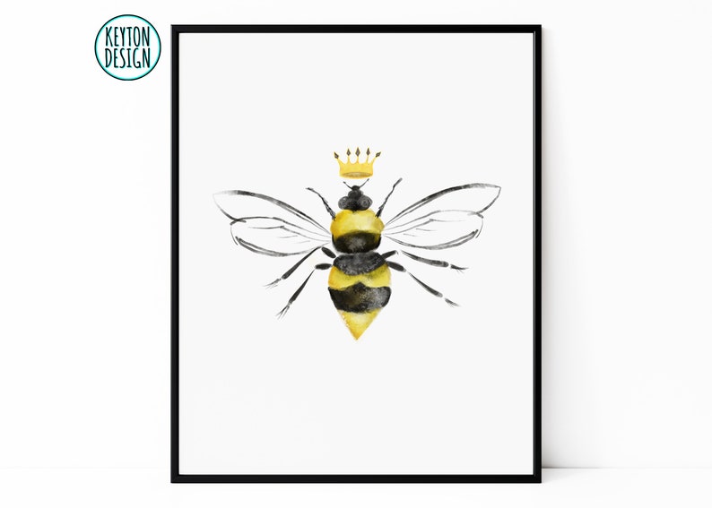 Queen Bee Art Printable, Bee Decor, Queen Bee Art, Bee Wall Art, Queen