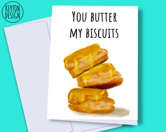 Printable biscuits card | Funny biscuit card | Printable anniversary card | Food pun card for boyfriend | Biscuit artwork | Card for husband