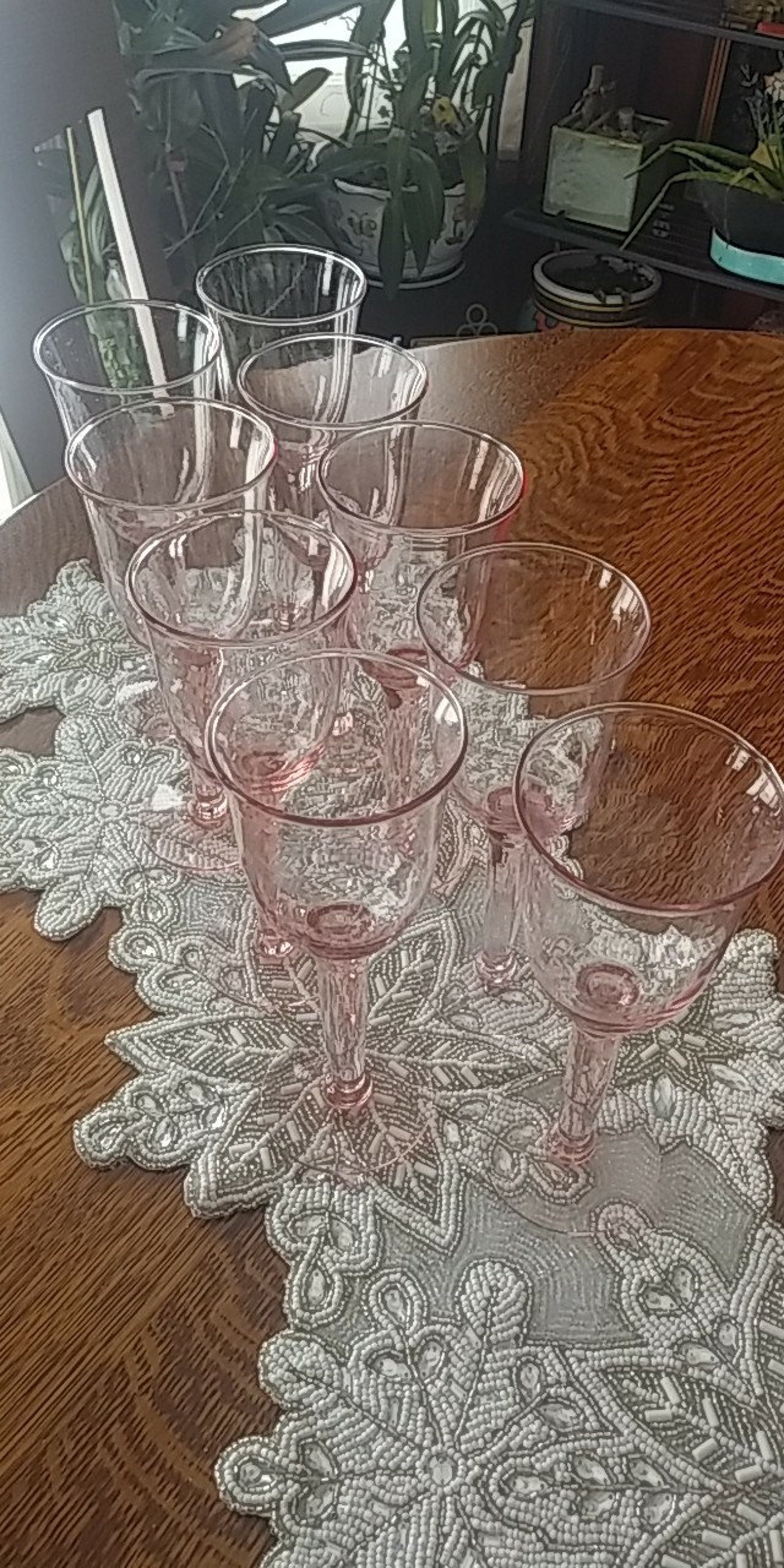 Vintage Pink Crystal Stemware Etsy