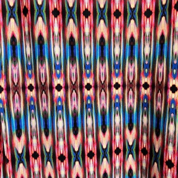 Blue Tribal Ethnic Print Spandex Fabric BTY for bikini swimwear exotic and dance wear