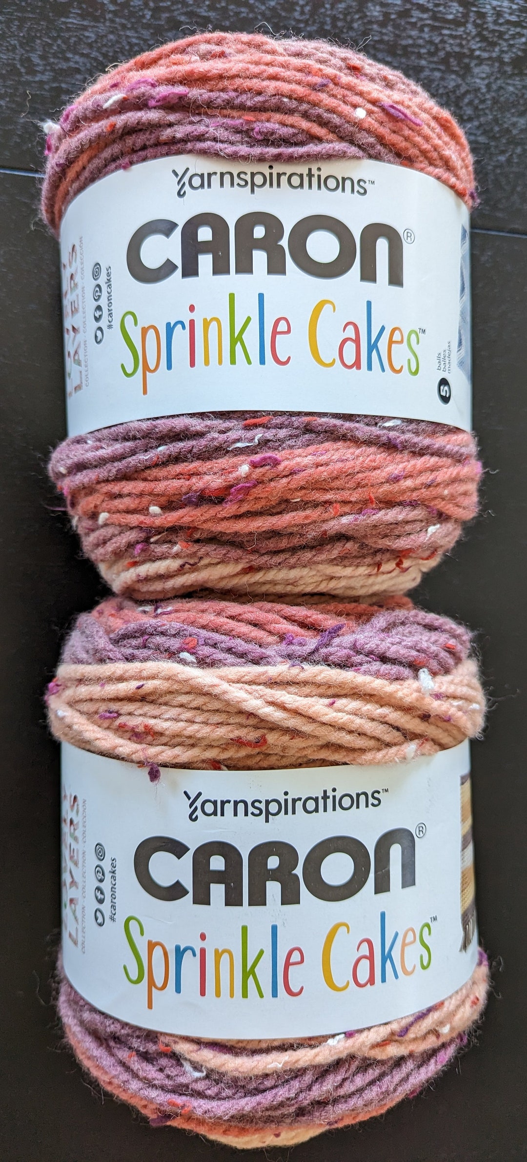 Yarn Destash Caron Sprinkle Cakes Raspberry Truffle 2 Etsy