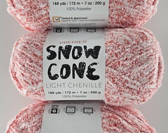 Brand New Yarn - Premier Snow Cone Light Chenille - Lychee (3 Pack)