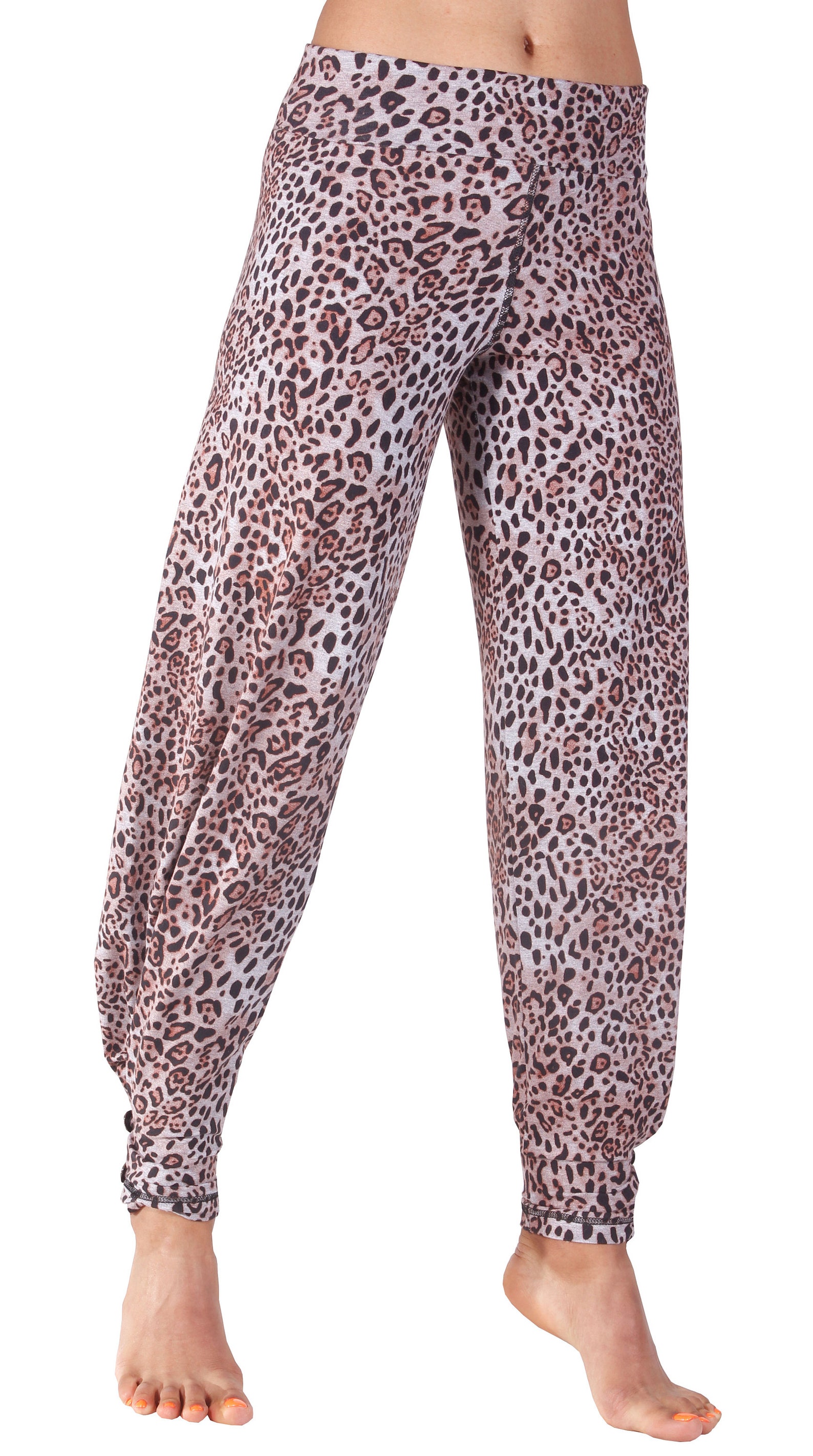 Yoga Pants Leopard Print Harem Style With Folding Waistband Brown - Etsy