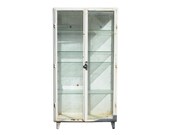 Mid century modern 1970s steel dental medical lab pharmacy cabinet display showcase vitrine. Loft, retro, vintage industrial furniture.
