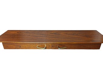 Mid century rosewood floating shelf with drawers, entrance set console. Scandinavian danish vintage design 1960s