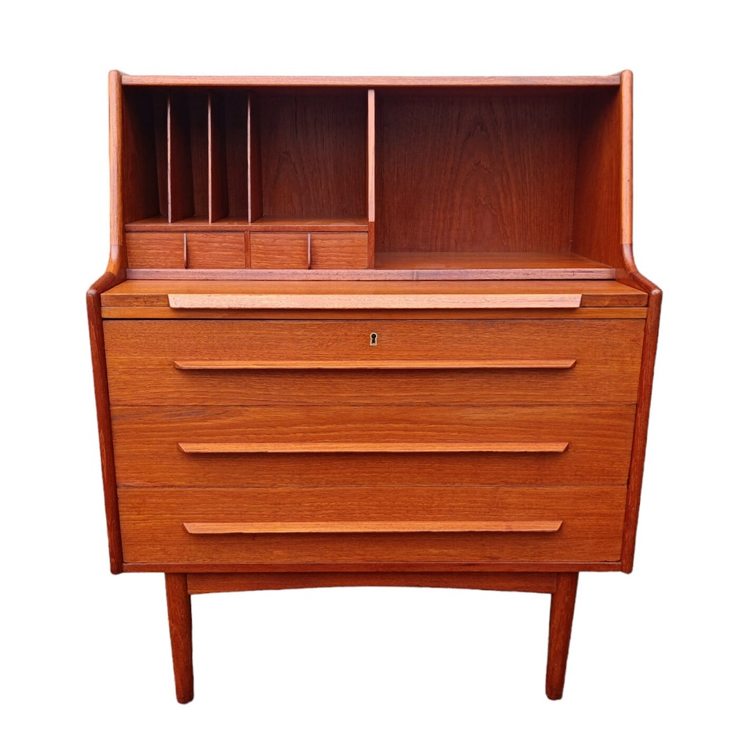 Vintage Mid Century Modern Danish Teak Secretaire With Pull Out Photo Inspiration