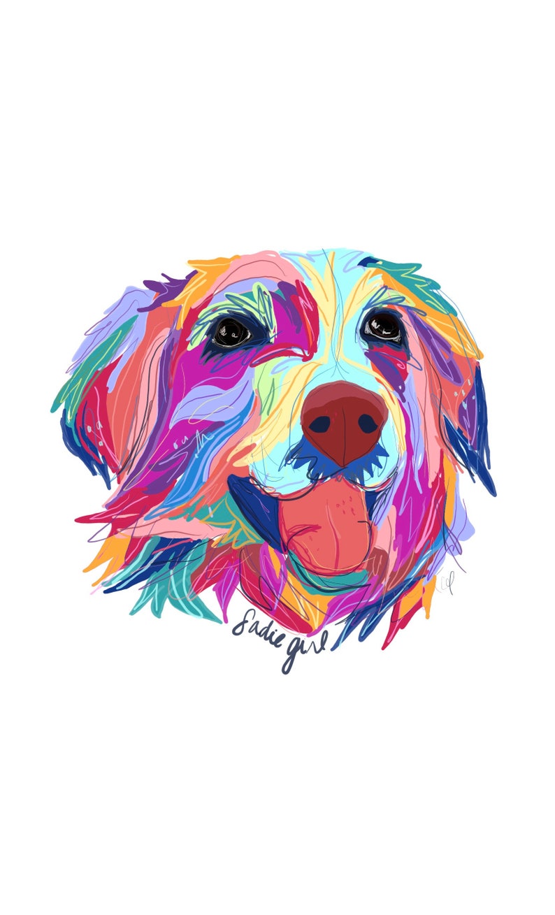 Pet Portrait Multicolored Illustration Portrait Dog Cat Bird Fish Animal Custom Artwork Digital