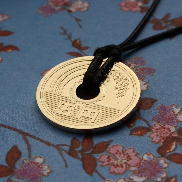 Pick a Year / Japanese 5 Yen Pendant / Japan lucky coin necklace / Coin with a hole / Birthday gift /Anniversary present for husband or wife