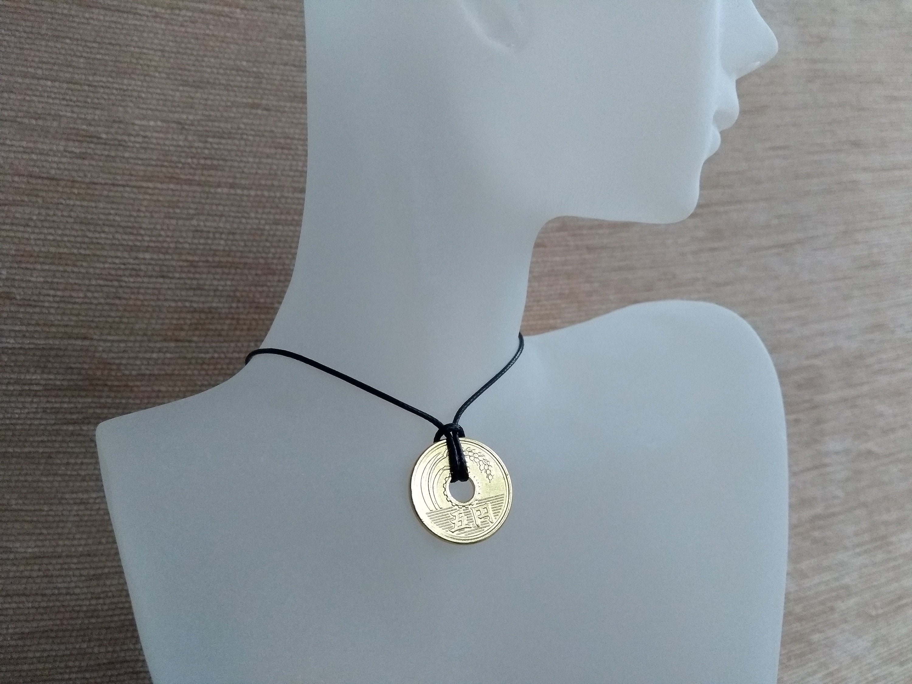 1958 Japanese 5 Yen Pendant Japan lucky coin necklace Coin with a hole 64th Birthday gift 64th Anniversary present for husband or wife