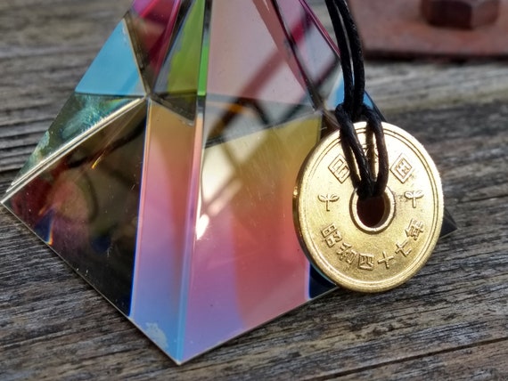 1972 Japanese 5 Yen Pendant Japan Lucky 