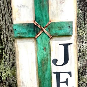 Let Me Tell You About My Jesus Porch Leaner | Christian Porch Sign | Rustic Farmhouse Cross Decor | Mother’s Day Gift for Mom | 4 Ft Handmad