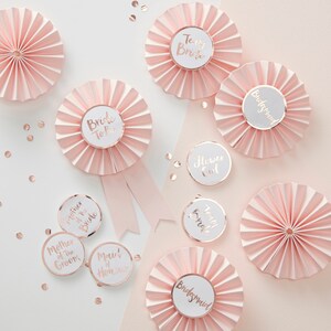 Pink & Rose Gold Hen Party Badges - Rose Gold Team Bride Badges - Hen Party Badges - Team Bride Badges- Bridal Party Badges