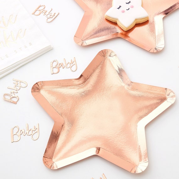 Rose Gold Star Party Plates Twinkle Little Star Baby Shower Etsy