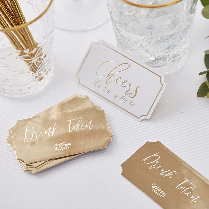 Gold Wedding Drink Tokens Wedding Favours For Men Drink Etsy
