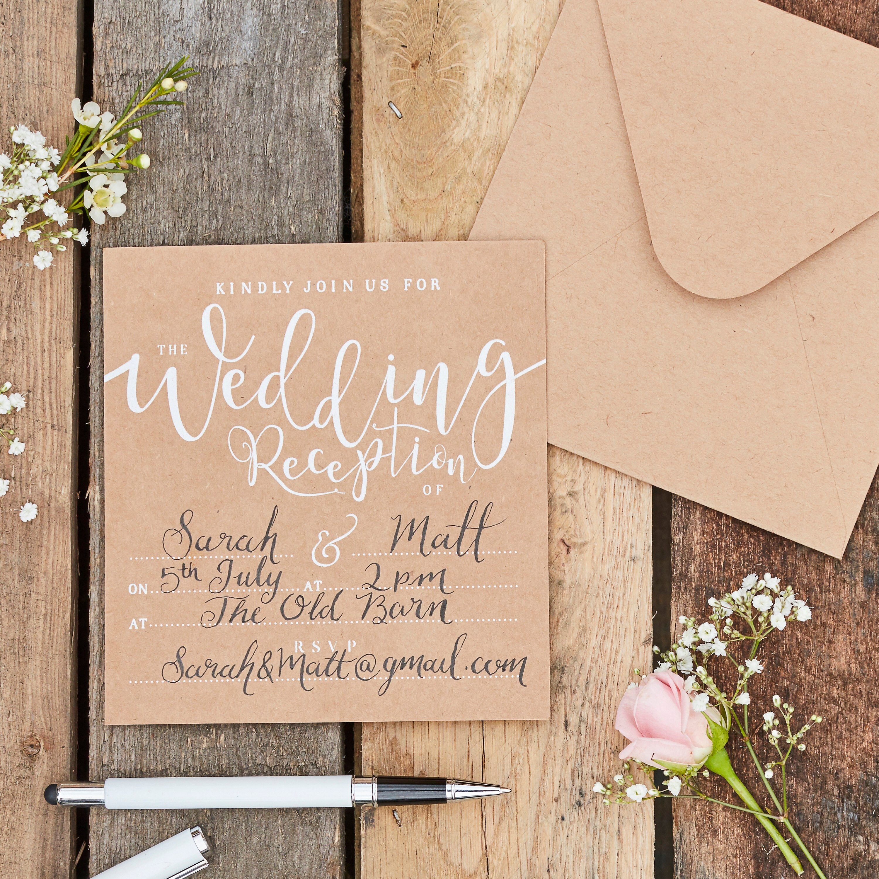 Kraft Wedding Reception Invites Wedding Invitations Etsy